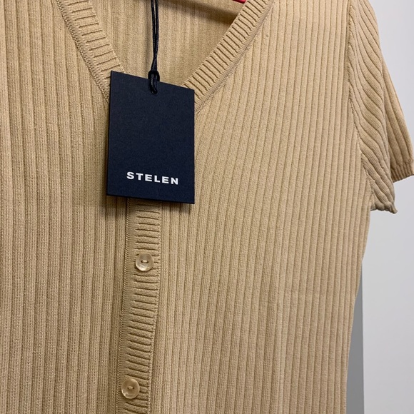 NWT Stelen Tan Ribbed Dress with Buttons - Picture 2 of 2